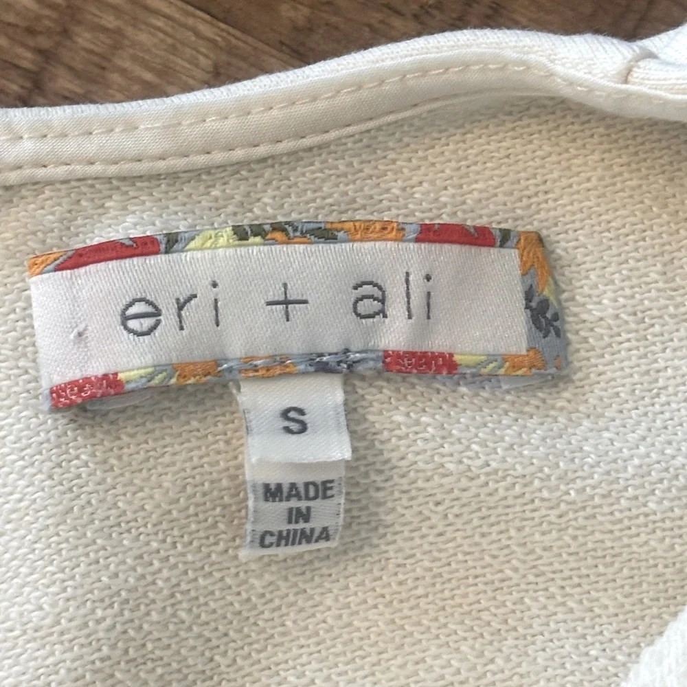 Eri + Ali Anthropologie Striped Top. Women’s Sz-S Black Cream Textured EUC
